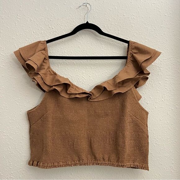 Anthropologie Maeve Ruffled Smocked Tank Top Brown NEW Plus Size 26W - Picture 4 of 9
